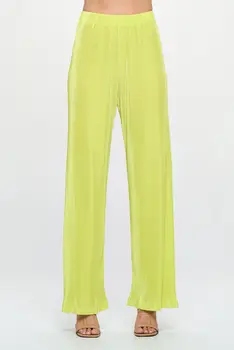 Vibrant Plisse Lined Straight Pants