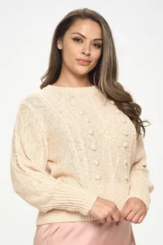 Knit Round neck Pullover Sweater with Braid Detail