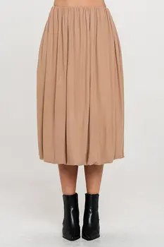 Knit Balloon Style Midi Skirt with Pockets