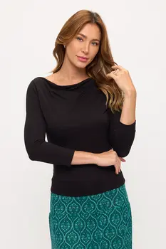 Boat Neck Ruched Top