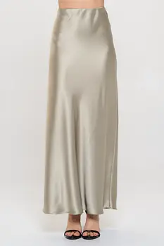 Solid Silky Satin Maxi Skirt