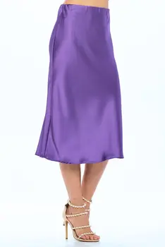 Solid Satin Midi Skirt