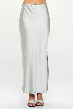 Silky Satin Maxi Skirt with Slit