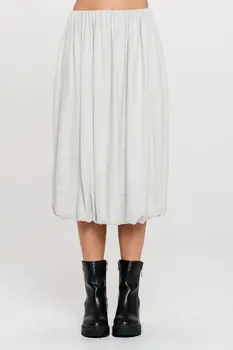 Knit Balloon Style Midi Skirt with Pockets