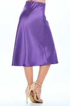 Solid Satin Midi Skirt