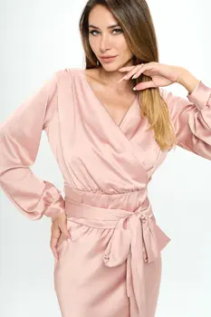 Stretch Satin Solid V neck Top with Open Back