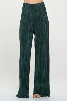 Vibrant Plisse Lined Straight Pants