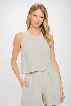 Striped Cotton Loose Fit Sleeveless Top