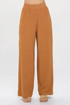 Solid Linen Wide Leg Pants with Pockets