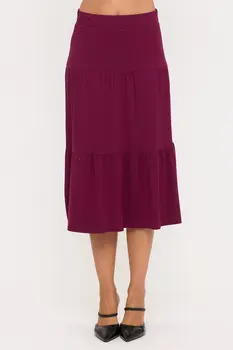 Tiered Jersey Midi Skirt