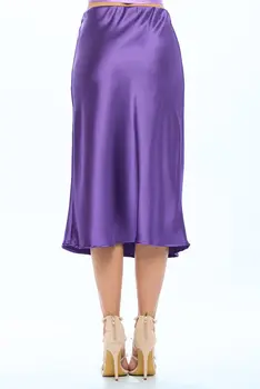 Solid Satin Midi Skirt