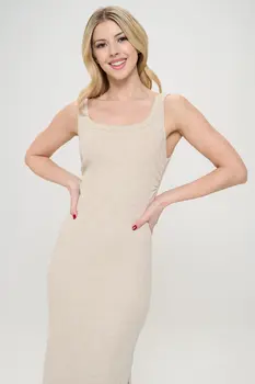 Solid Rib Knit Bodycon Dress with Slit