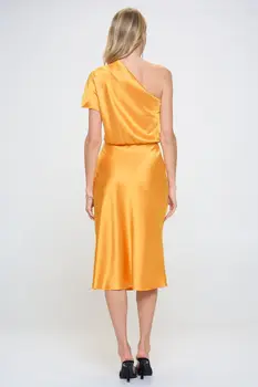 Stretch Satin One Shoulder Dress