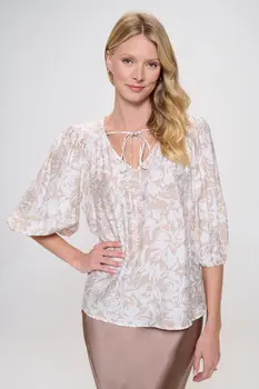 Print V neck 3/4 Sleeve