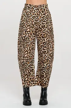 Leopard Print Balloon Style Pants with Pockets