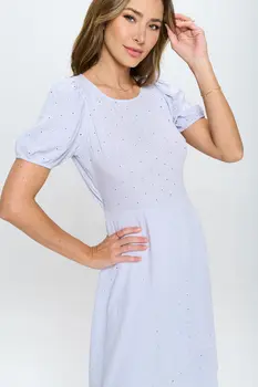 Cotton Embroidered Dress with Open Back