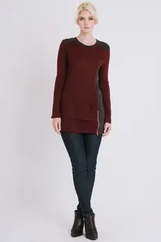 Colorblock Sweater with Zipper Detail