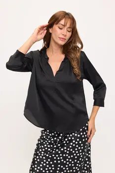 V-Neck Satin Blouse.