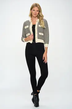 Knit Open Front Mini Cardigan with Buttons