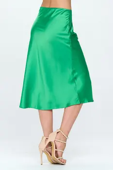Solid Satin Midi Skirt