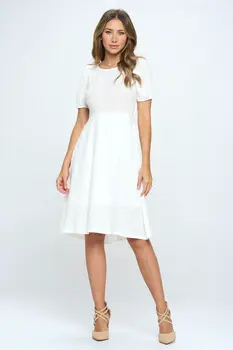 Cotton Embroidered Dress with Open Back