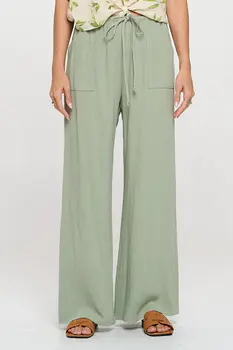 Linen Adjustable Straight Leg Pants with Pockets
