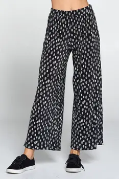 ABSTRACT POLKA DOT PRINT WIDE LEG PANTS