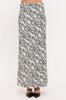 Zebra Print Satin Maxi Skirt