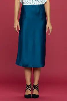 Solid Satin Midi Skirt