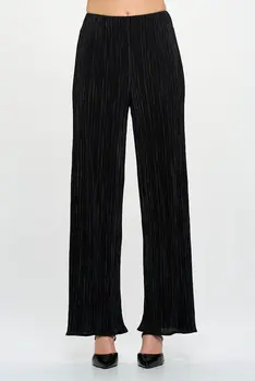 Vibrant Plisse Lined Straight Pants