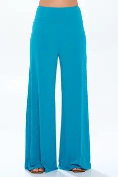 Solid Wide Leg Pants with Thick Waistband