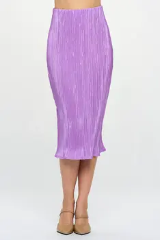 Vibrant Plisse Midi Skirt