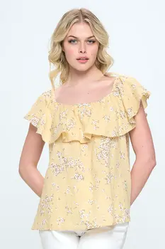 Floral Print Ruffle Off the Shoulder Top
