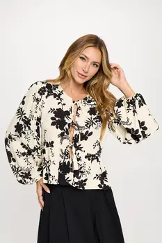 Floral Print Top with Front Tie Detail