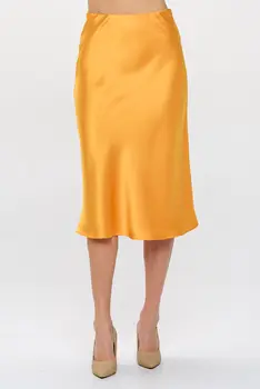 Solid Satin Midi Skirt