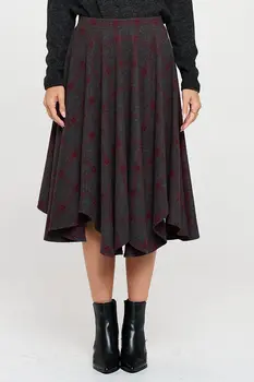 Plaid Knit Flowy Midi Skirt