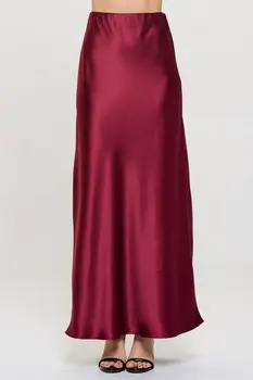 Solid Silky Satin Maxi Skirt