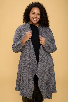 ANIMAL PRINT CARDIGAN WITH ASYMMETRICAL HEM