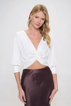 Twist Front Top with Gold Foil Detail