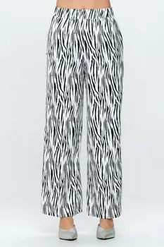 Satin Stretch Zebra Print Pants with Pockets