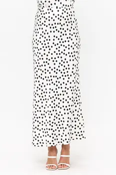 Polka Dot Satin Maxi Skirt