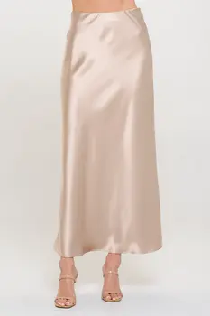 Solid Silky Satin Maxi Skirt