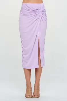 Midi Skirt with Front Knot and Slit