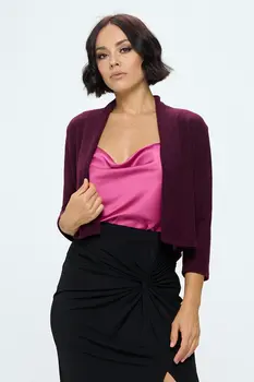 Brushed Knit Cashmere Like Bolero Cardigan