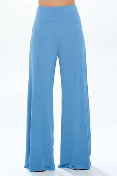 Solid Wide Leg Pants with Thick Waistband