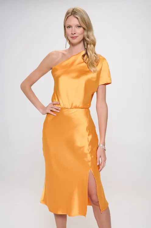 Stretch Satin One Shoulder Dress