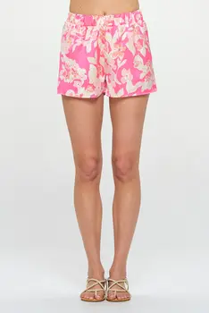 Mini Flower Print Satin Shorts