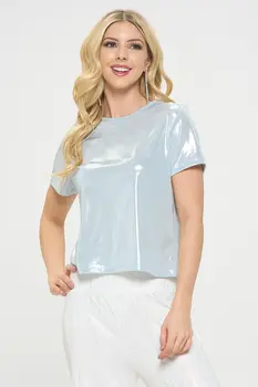 Metallic Short Sleeve Top