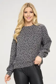 ANIMAL PRINT CREW NECK SWEATSHIRT