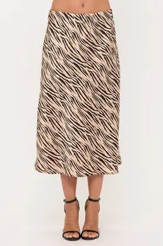 Zebra Print Midi Skirt